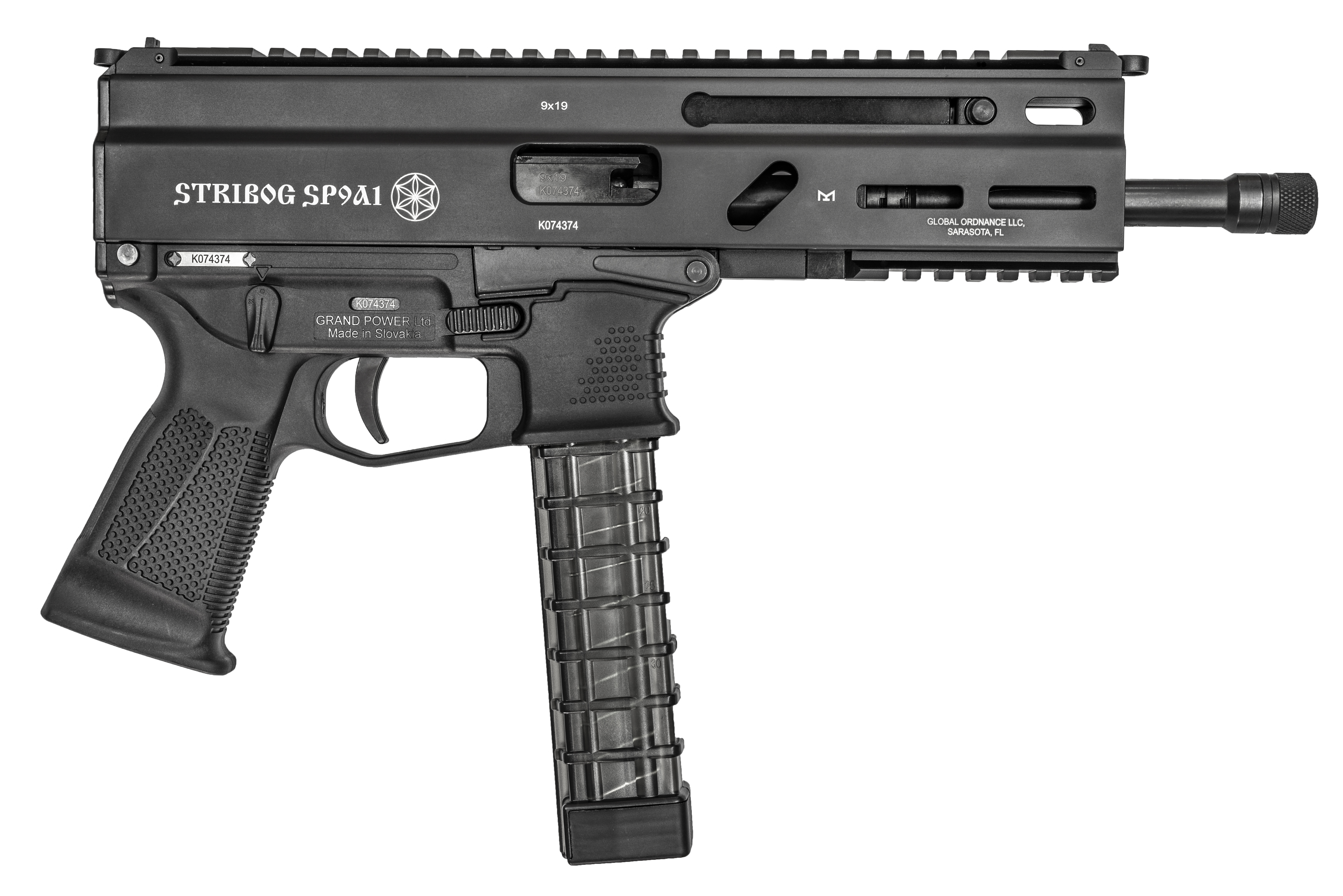 GP STRIBOG SP9 8" US Pistole samonabíjecí s pažbou